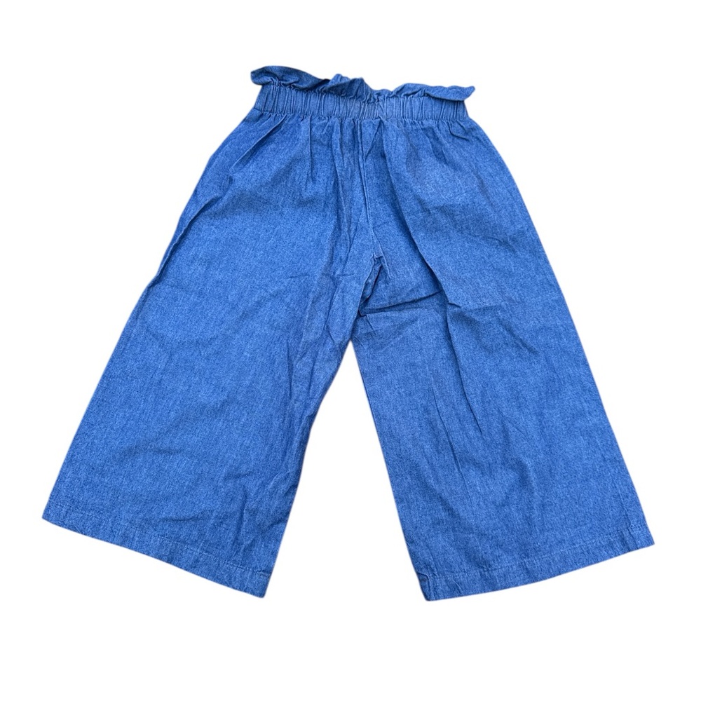 Stephele Béart Denim Culotte Pants 110 Paperbag Elastic Waist Wide Leg Crop Girl - Picture 8 of 9